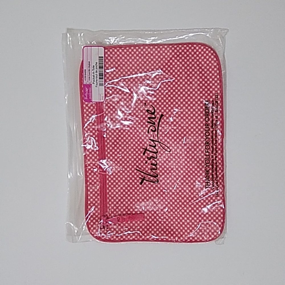 Thirty-one Retired Coral Gingham Pocket-A-Tote